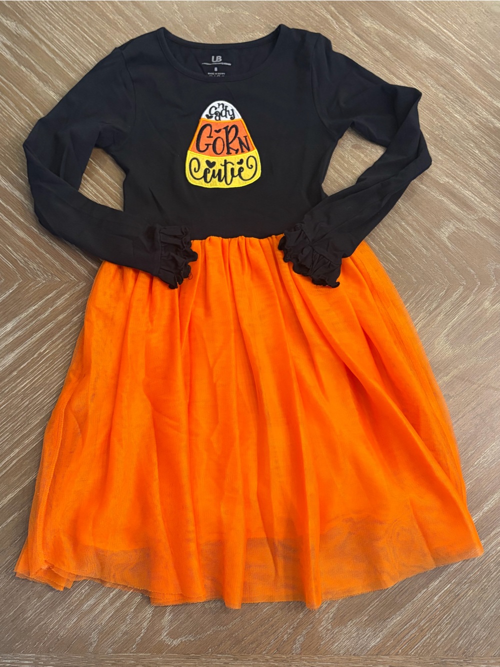 Girls Orange & Black Candy Corn Cutie Halloween Dress